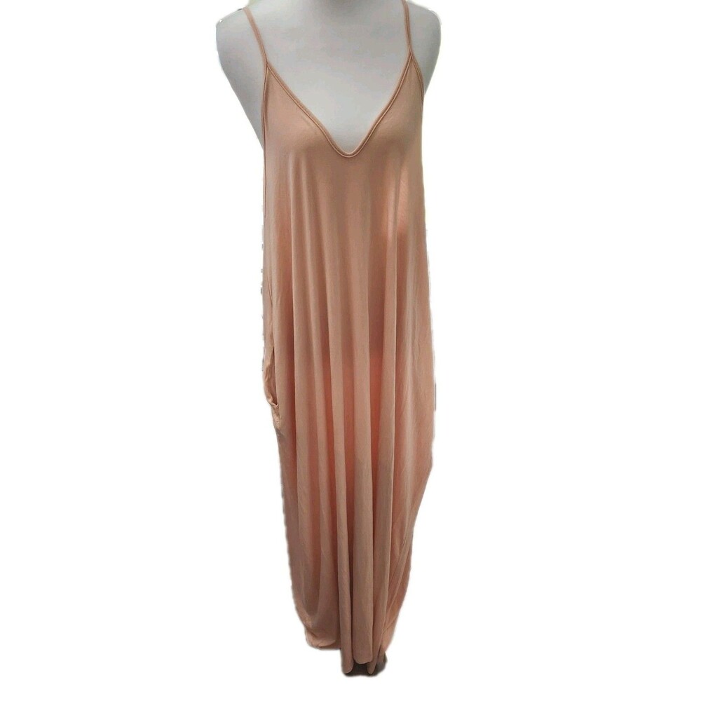 In Love Blush Pink Boho Festival Fairy Beach Maxi Dress Pockets Women SZ Large